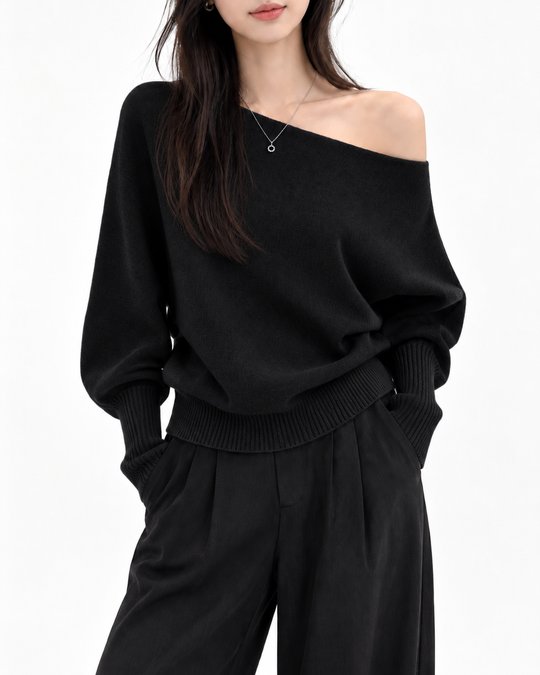 Off-shoulder Trui met Batwing-mouwen