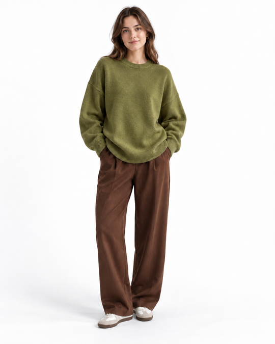 Oversized Gebreide Trui met Ronde Hals