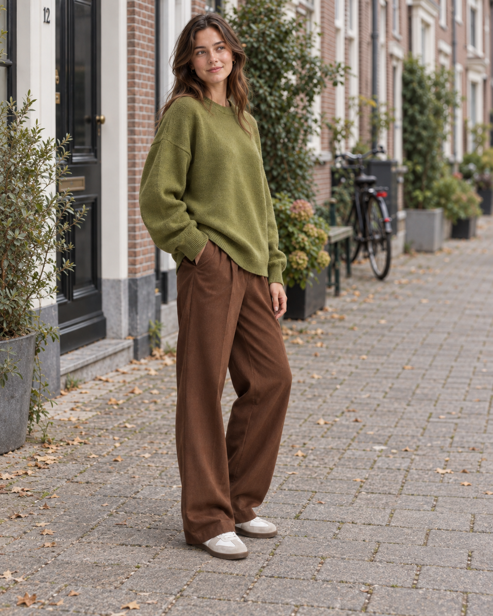 Oversized Gebreide Trui met Ronde Hals