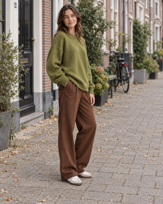 Oversized Gebreide Trui met Ronde Hals