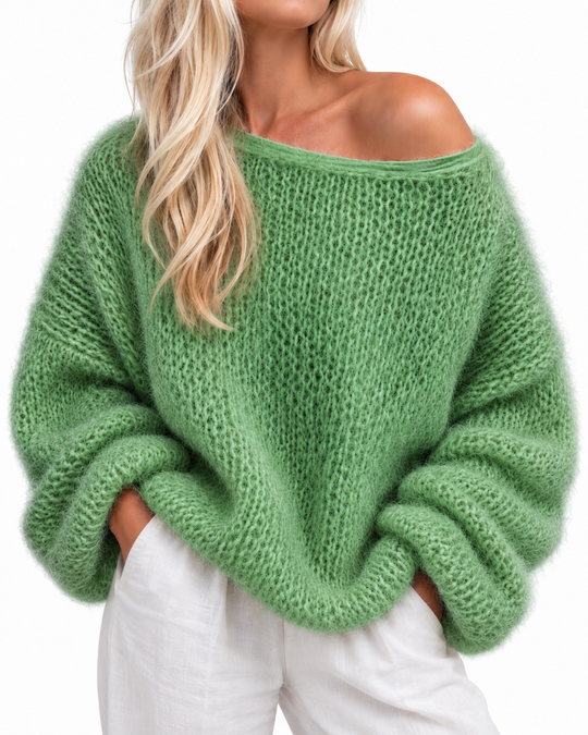 Oversized off-shoulder trui