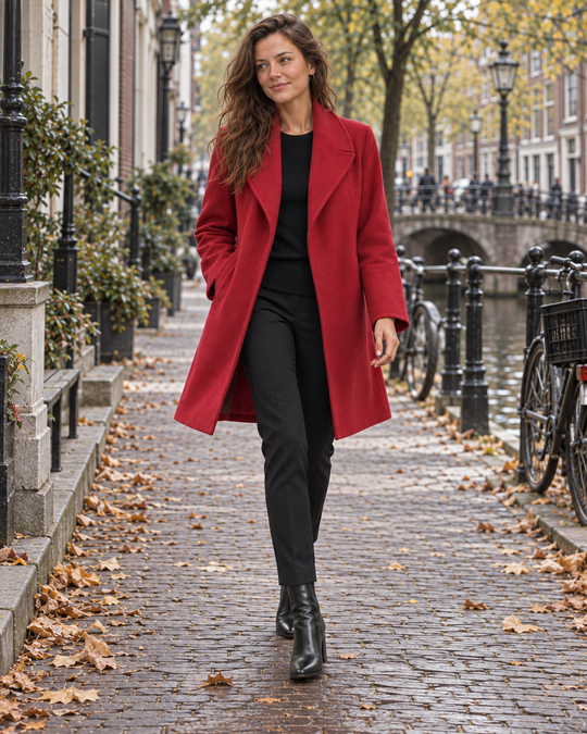 Wollen Mantel met Reverskraag