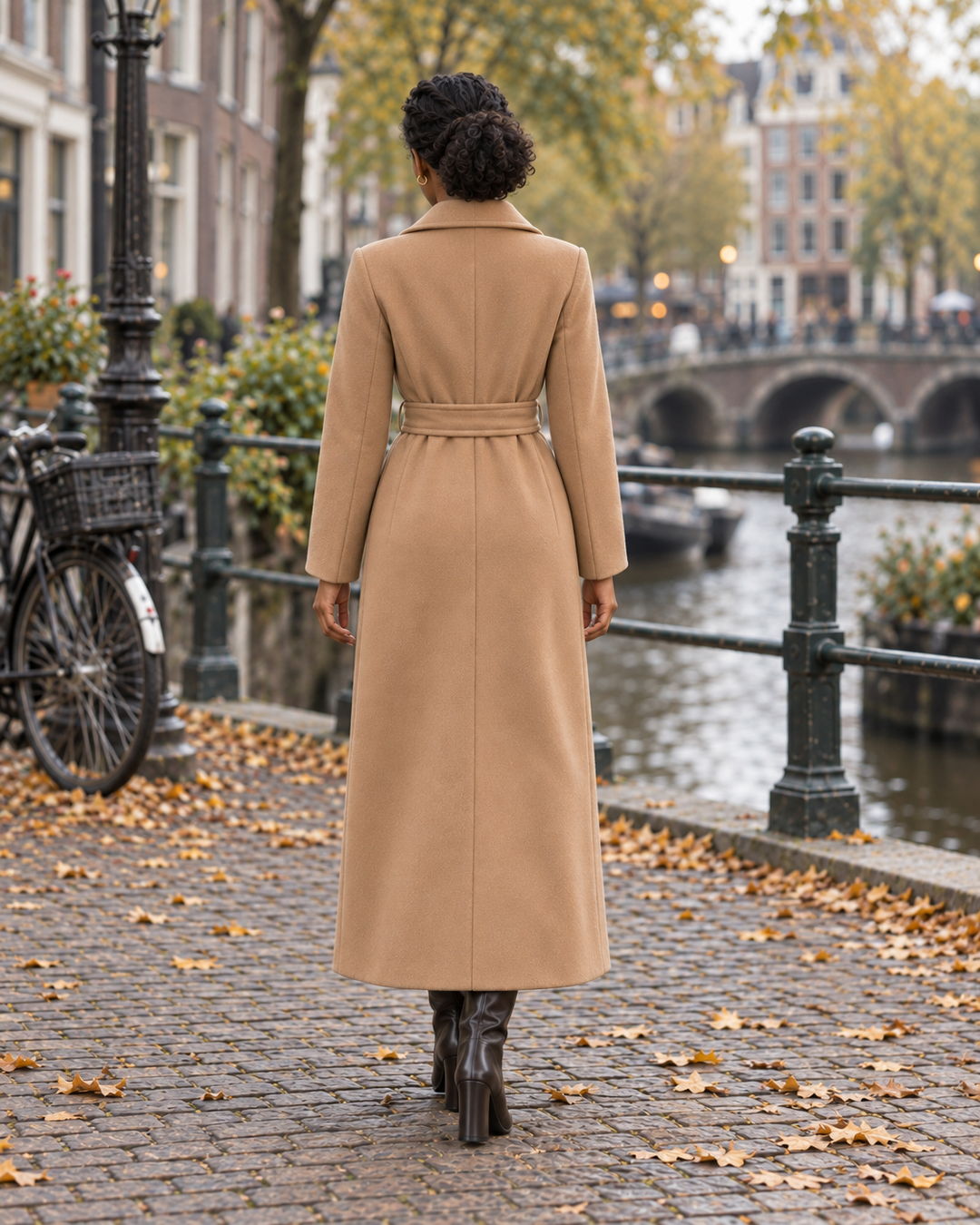 Lange Wollen Wikkelmantel met Ceintuur
