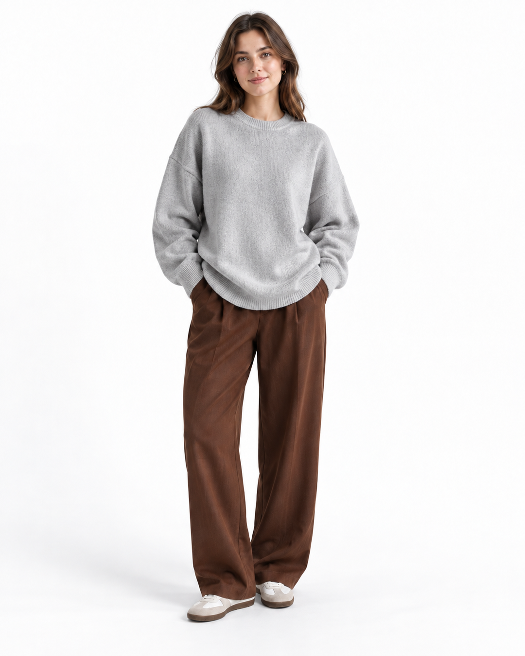 Oversized Gebreide Trui met Ronde Hals