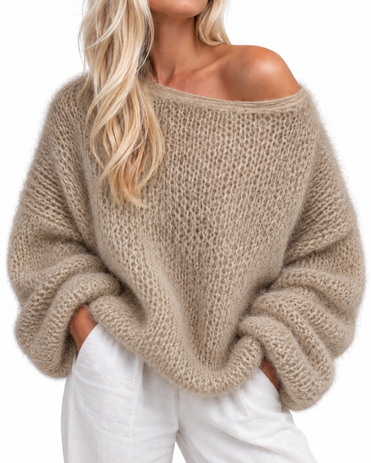 Oversized off-shoulder trui