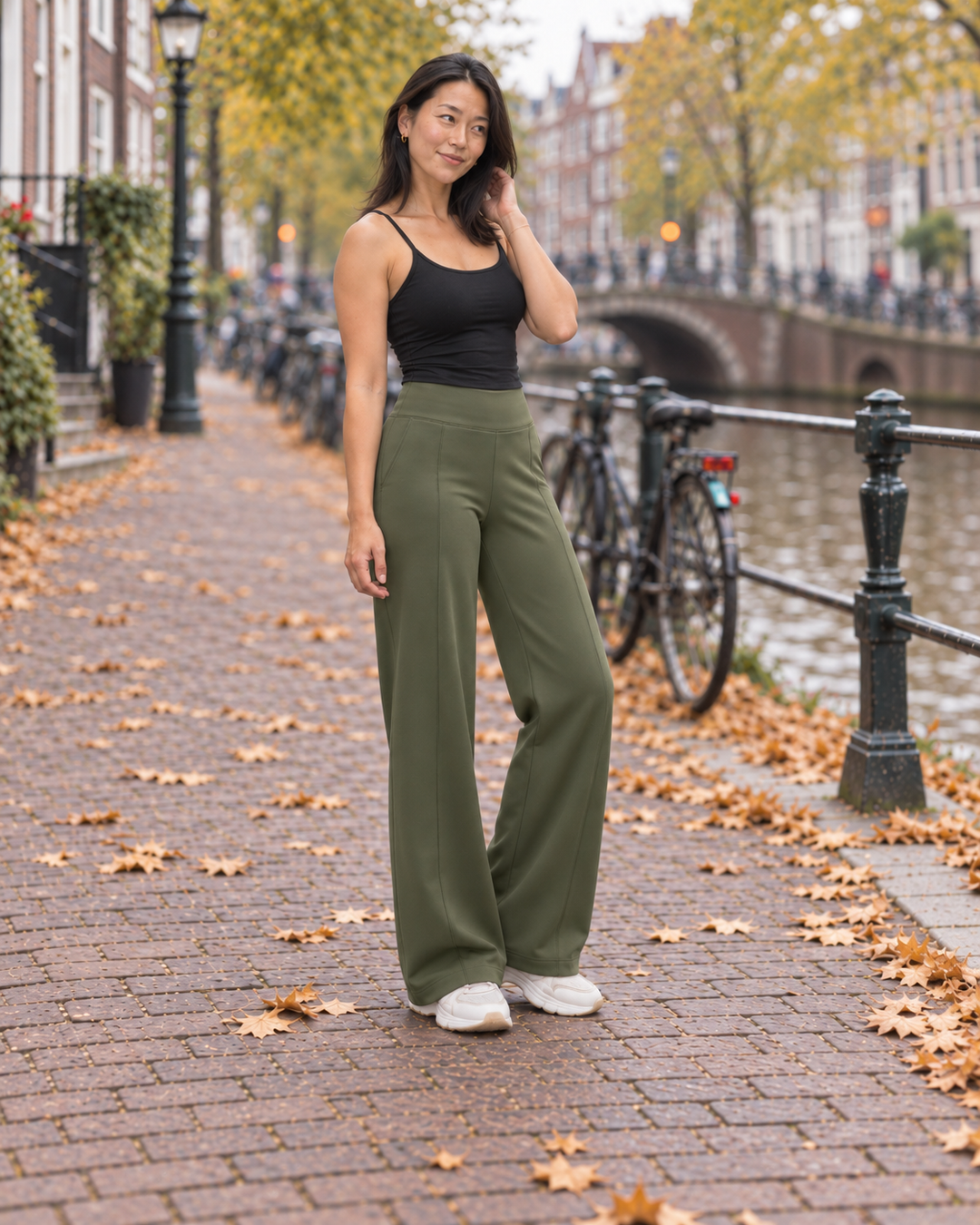 Wijde Comfortbroek met Hoge Elastische Taille