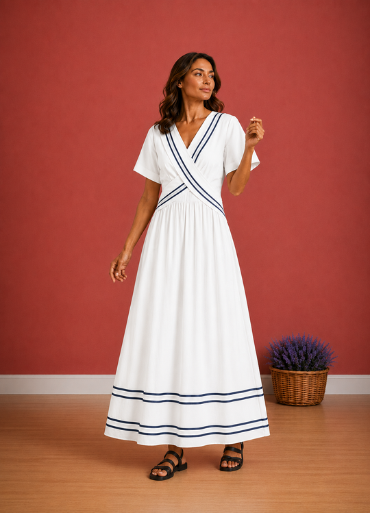 Boho strand jurk met V-hals
