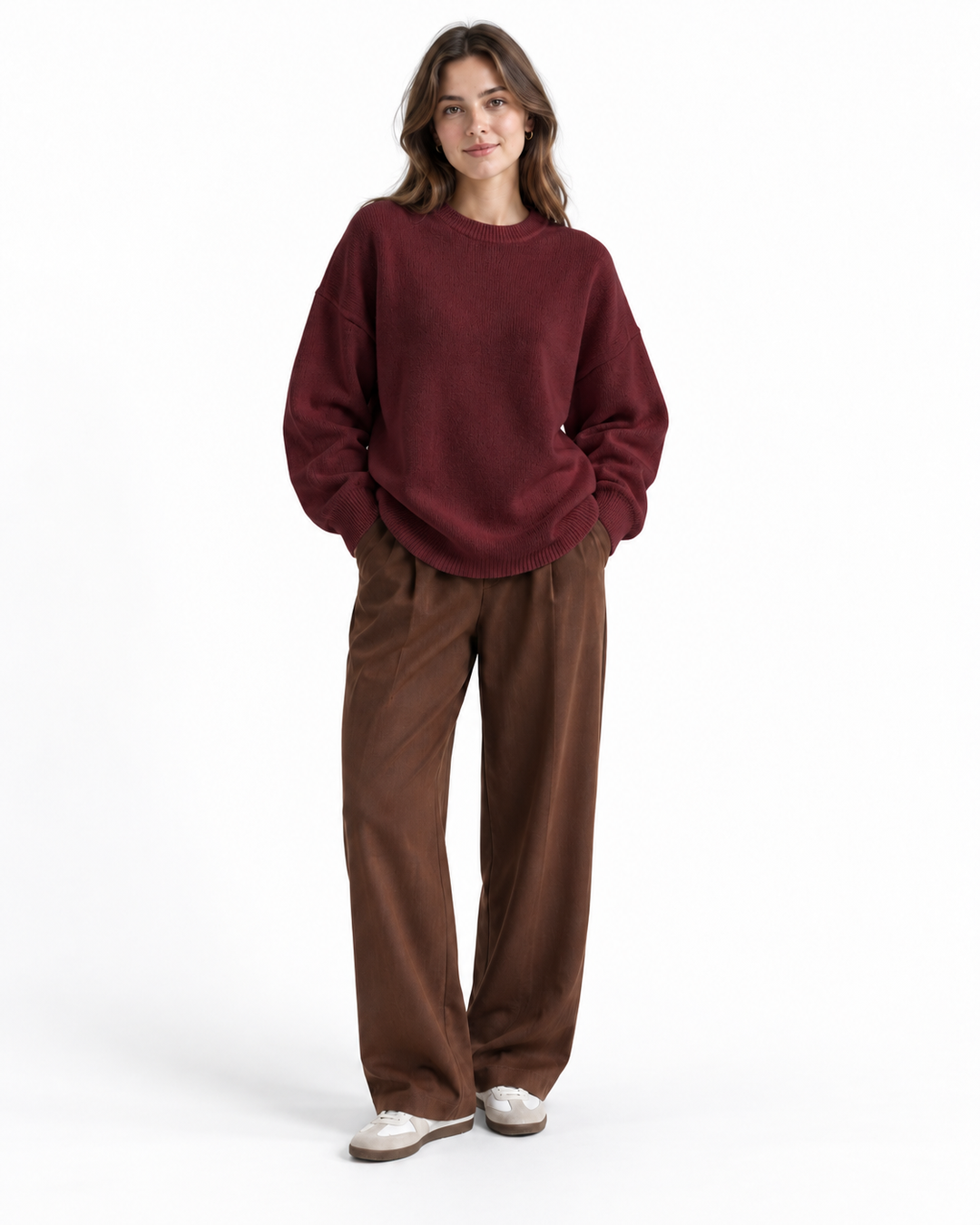 Oversized Gebreide Trui met Ronde Hals