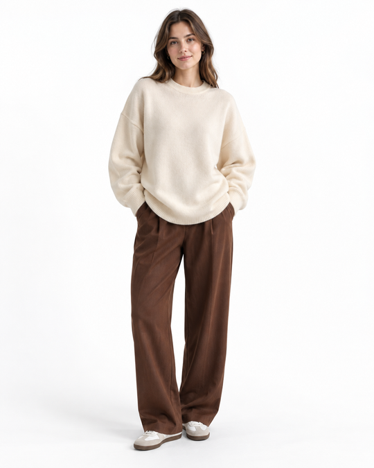 Oversized Gebreide Trui met Ronde Hals