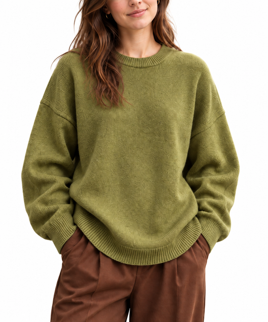 Oversized Gebreide Trui met Ronde Hals