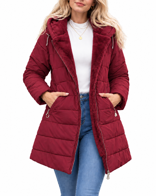 Gewatteerde Winterjas met Faux Fur Capuchon
