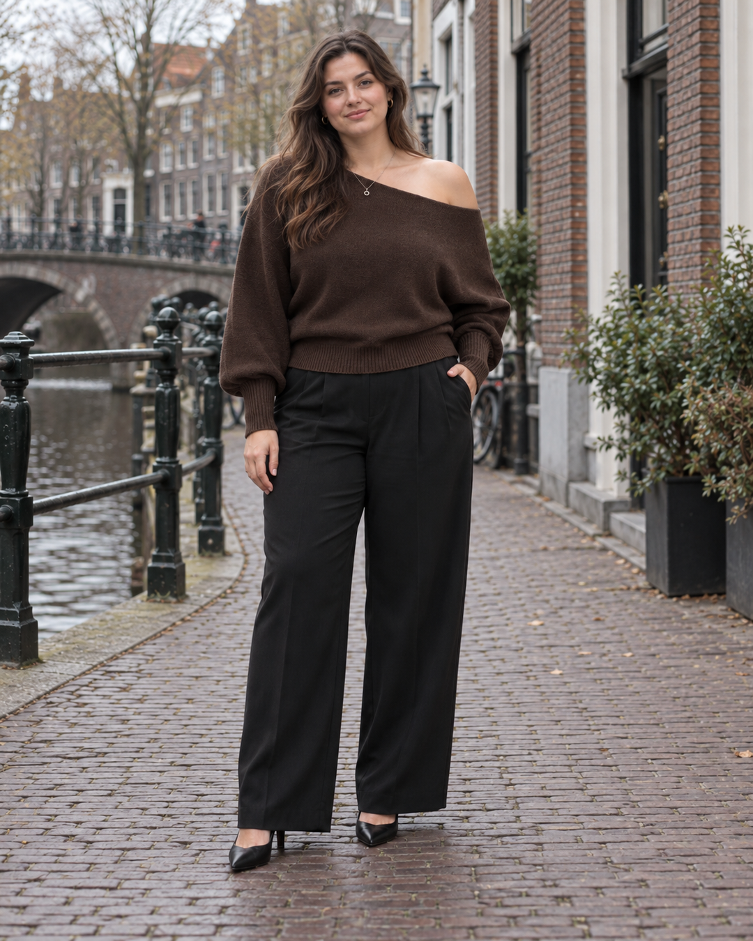Off-shoulder Trui met Batwing-mouwen