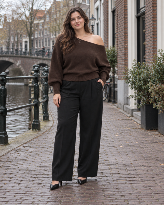 Off-shoulder Trui met Batwing-mouwen
