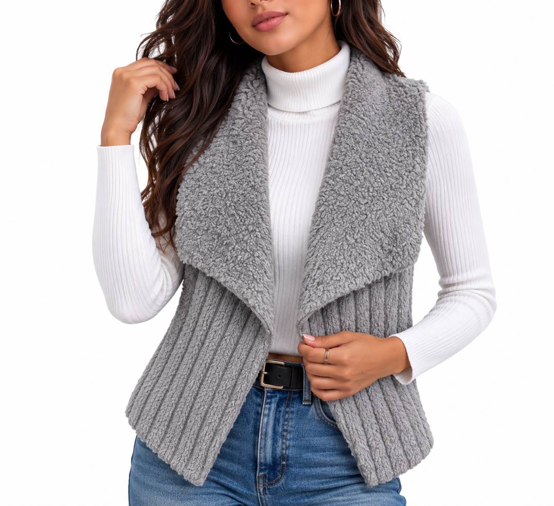 Teddy gilet met sjaalkraag