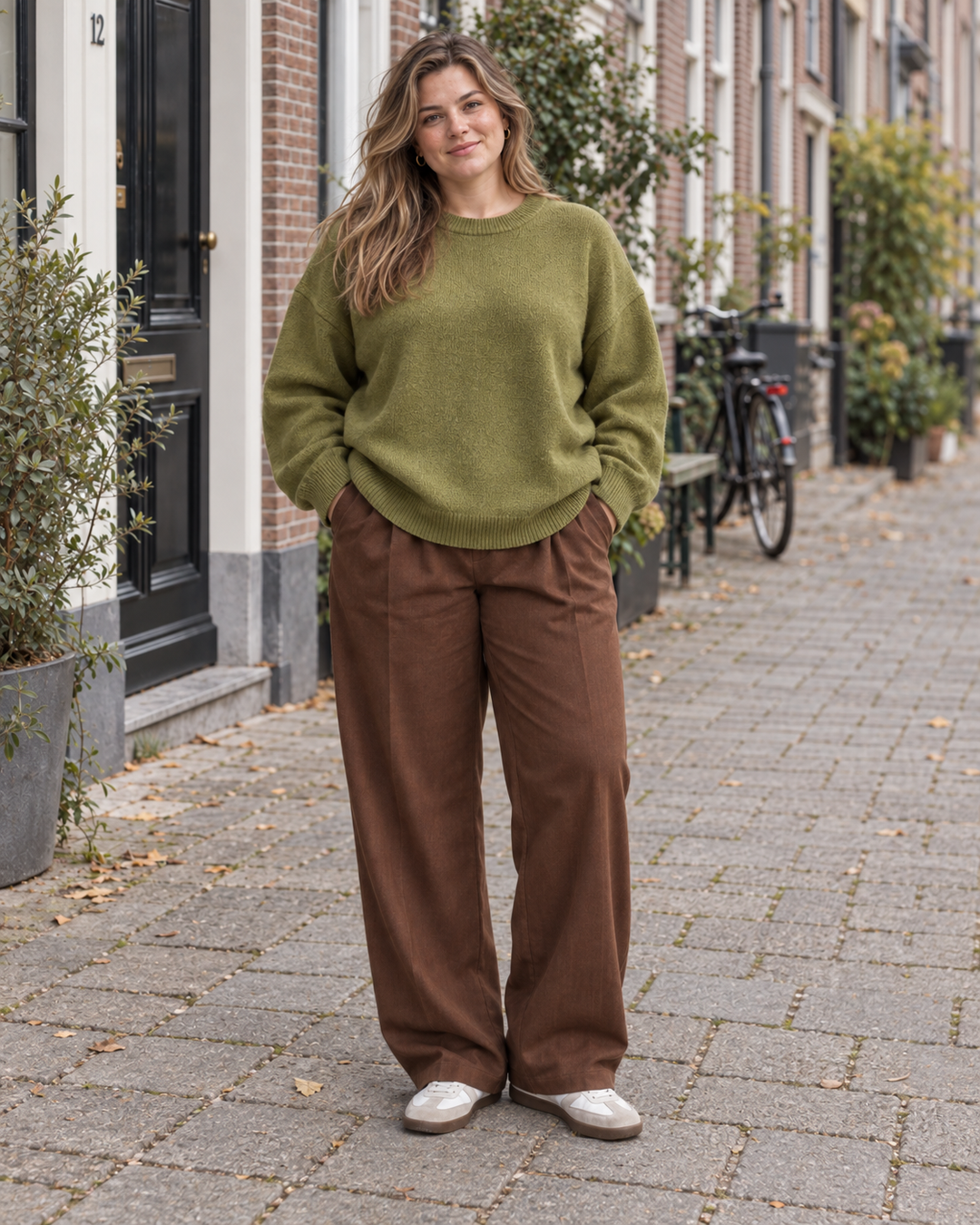 Oversized Gebreide Trui met Ronde Hals