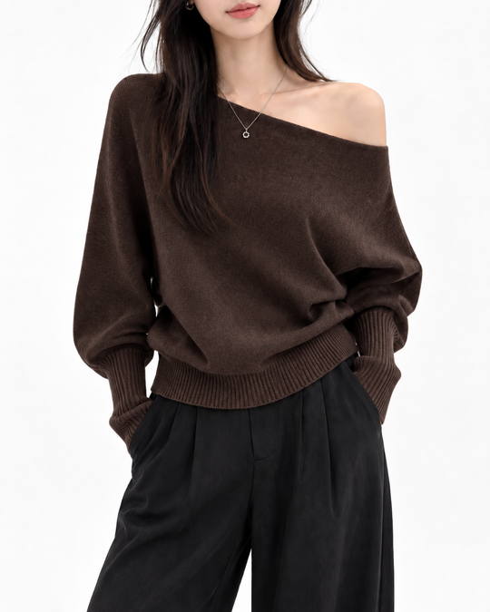 Off-shoulder Trui met Batwing-mouwen