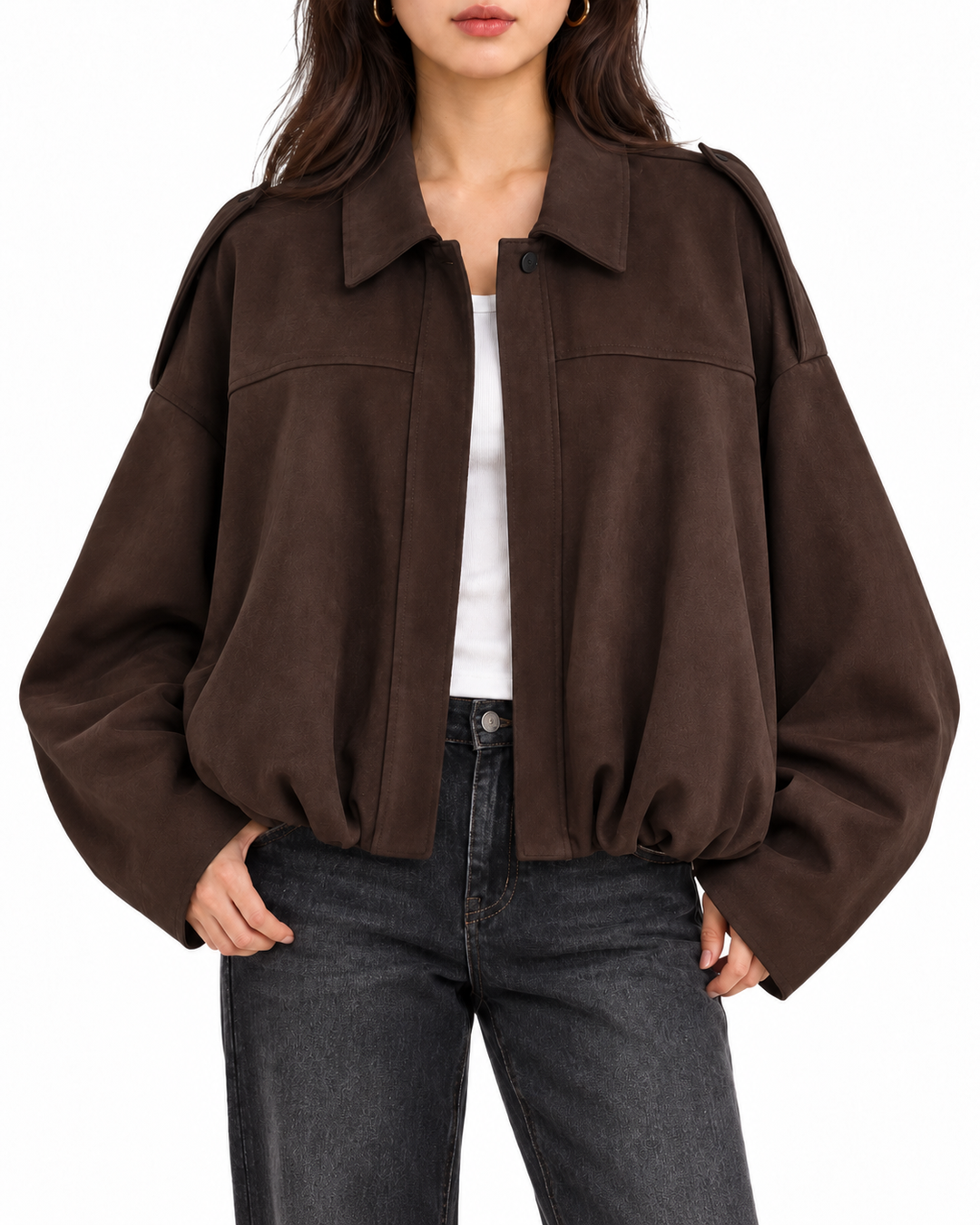 Oversized suède look jas