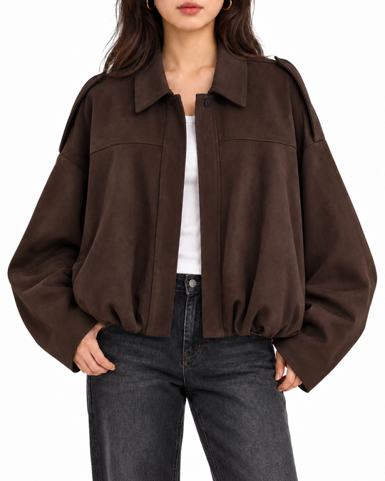 Oversized suède look jas