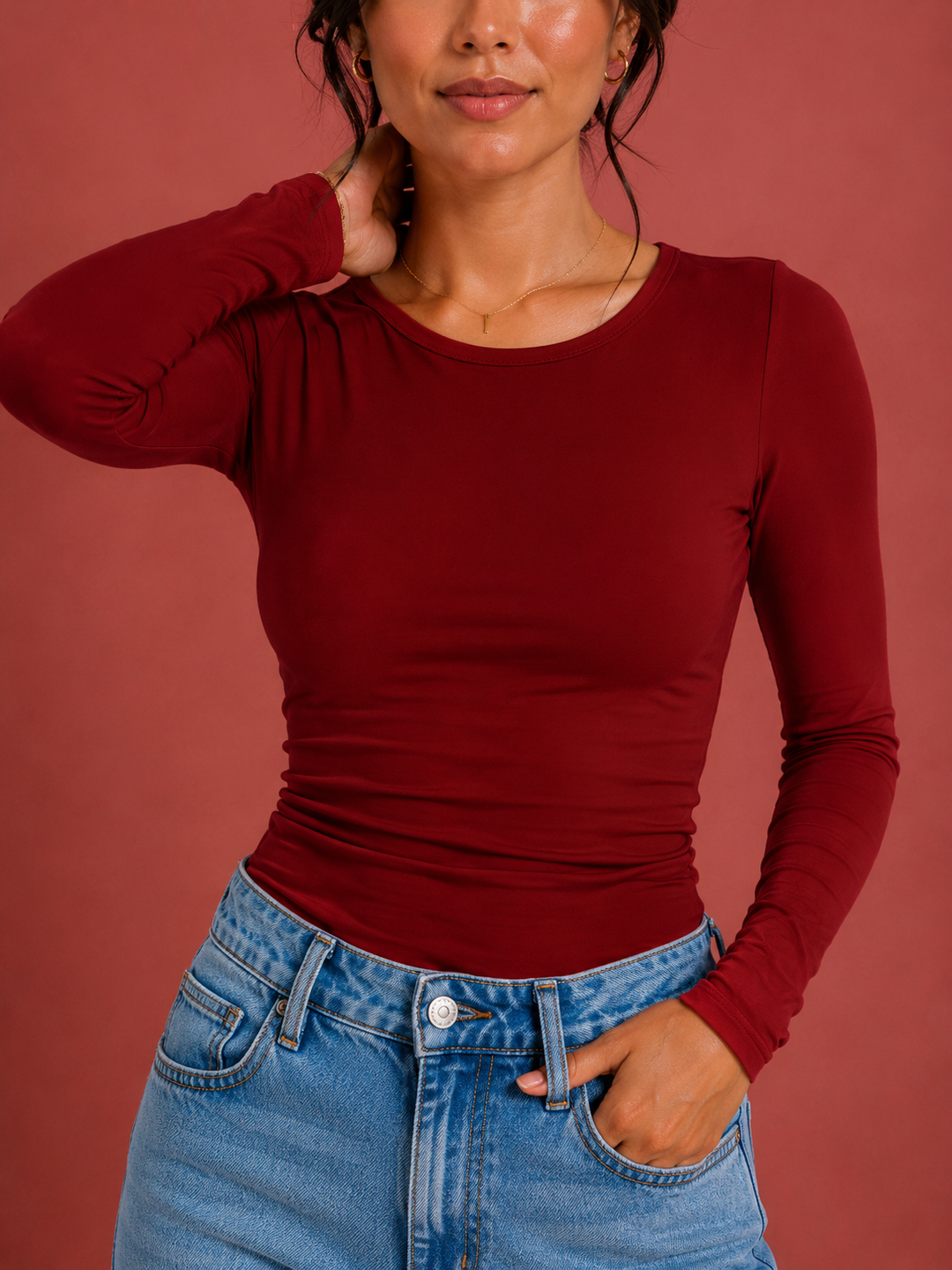Slim fit truitje met lange mouw