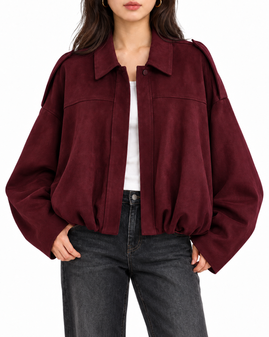 Oversized suède look jas