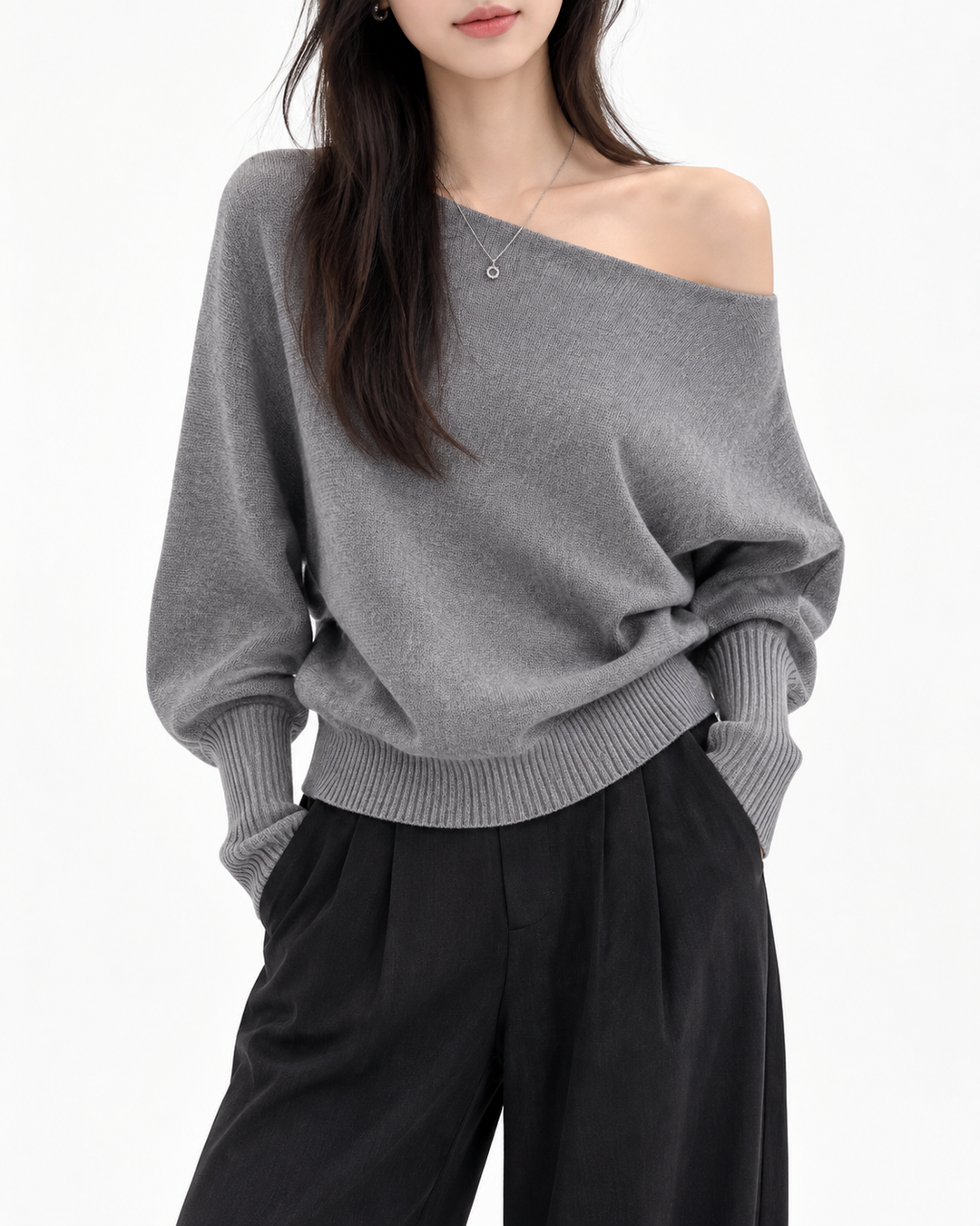 Off-shoulder Trui met Batwing-mouwen
