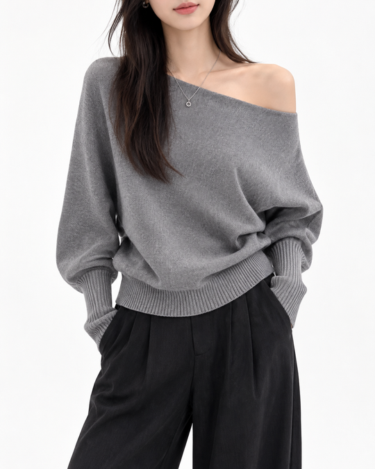 Off-shoulder Trui met Batwing-mouwen