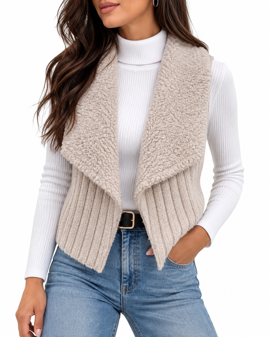 Teddy gilet met sjaalkraag