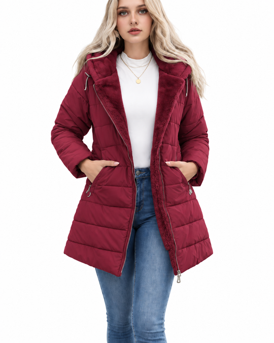 Gewatteerde Winterjas met Faux Fur Capuchon