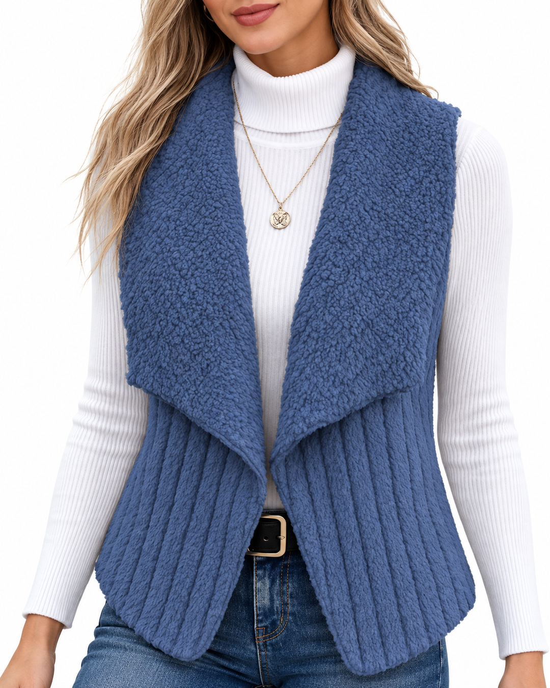 Teddy gilet met sjaalkraag