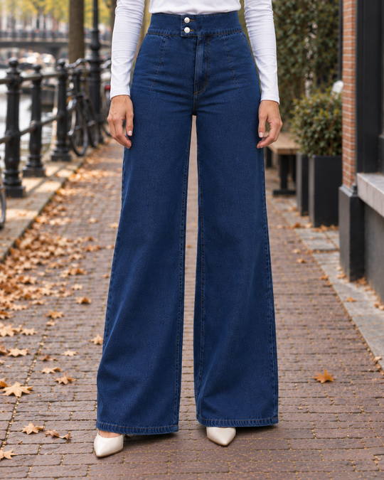 Wide-leg Jeans met Hoge Corset-taille