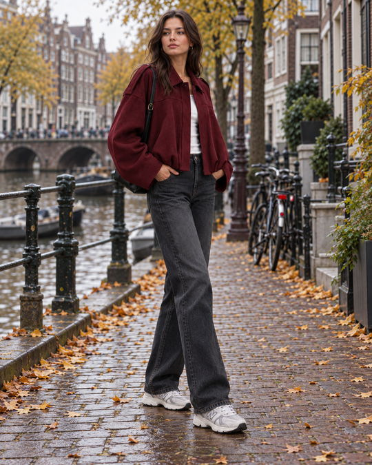 Oversized suède look jas