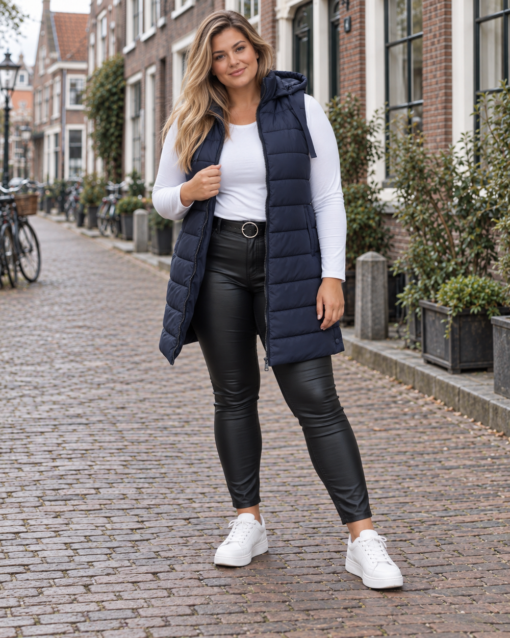 Lange gewatteerde bodywarmer