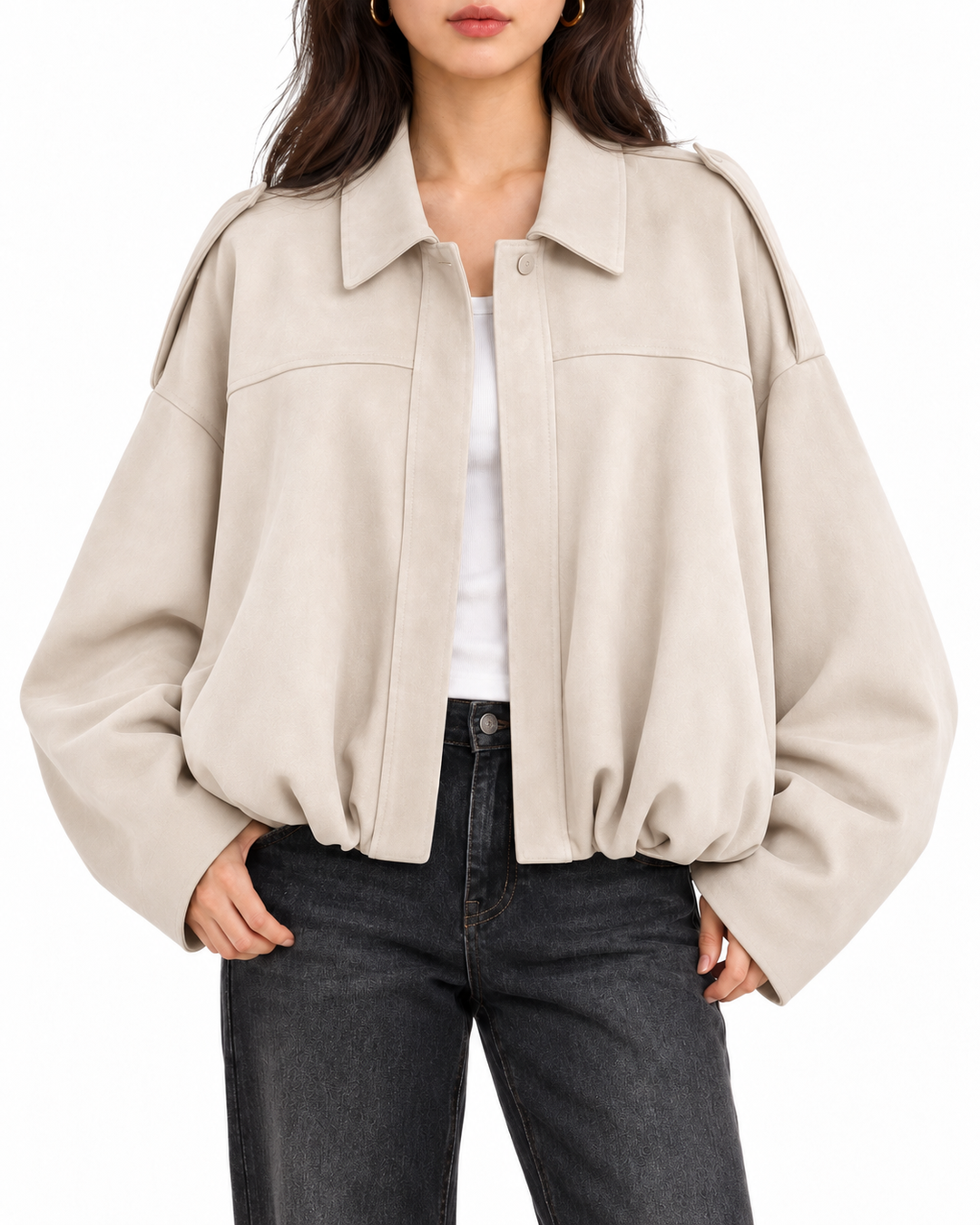 Oversized suède look jas