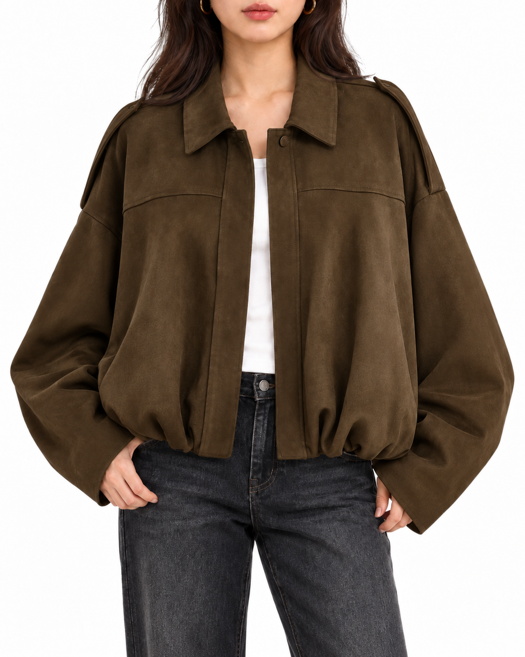 Oversized suède look jas