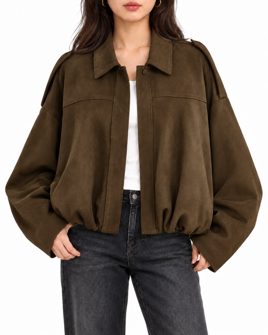 Oversized suède look jas