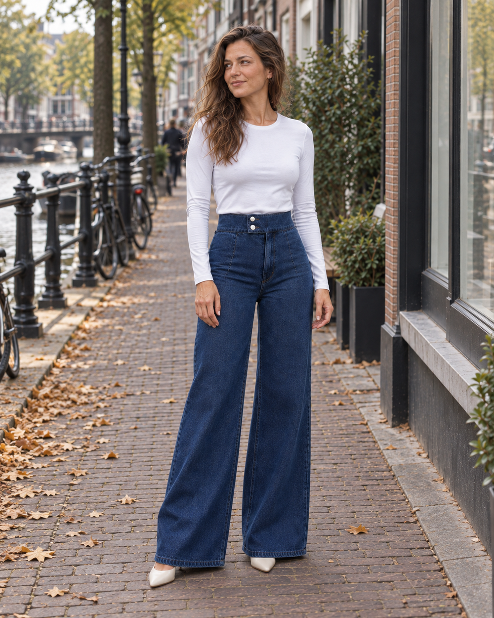 Wide-leg Jeans met Hoge Corset-taille