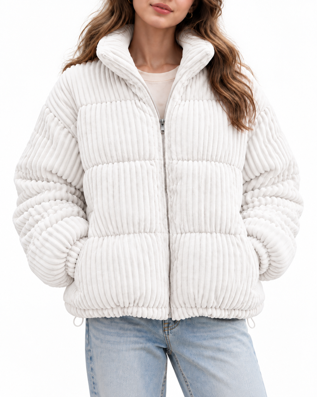 Geribbelde Puffer Jas