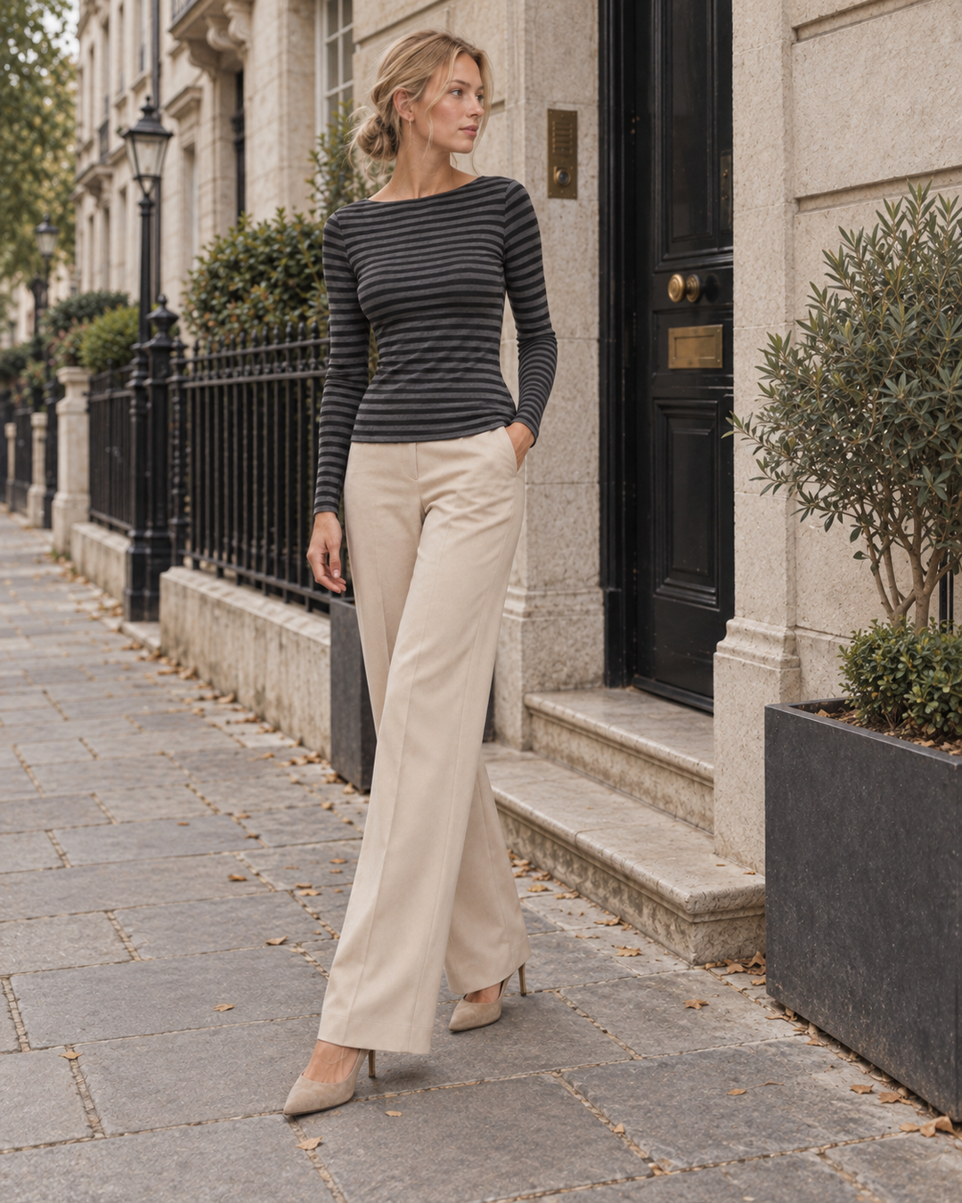 Gestreepte Top met Boothals