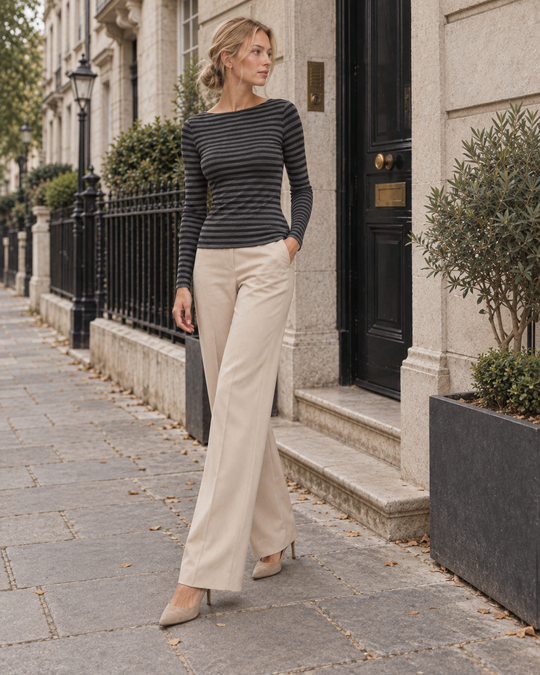 Gestreepte Top met Boothals