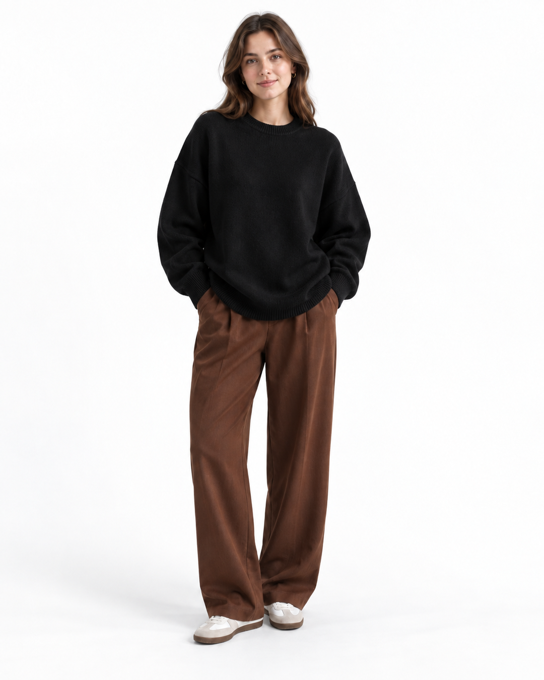 Oversized Gebreide Trui met Ronde Hals