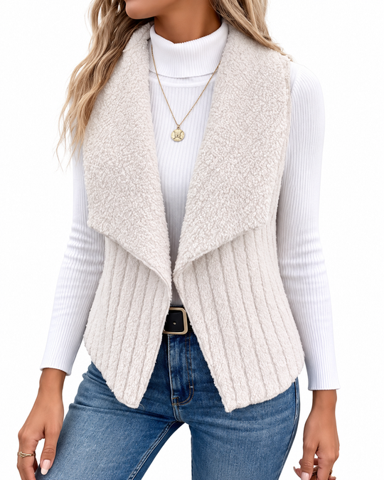 Teddy gilet met sjaalkraag