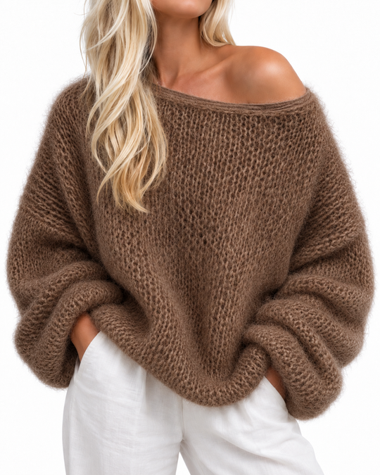 Oversized off-shoulder trui