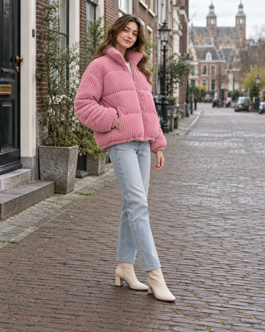 Geribbelde Puffer Jas