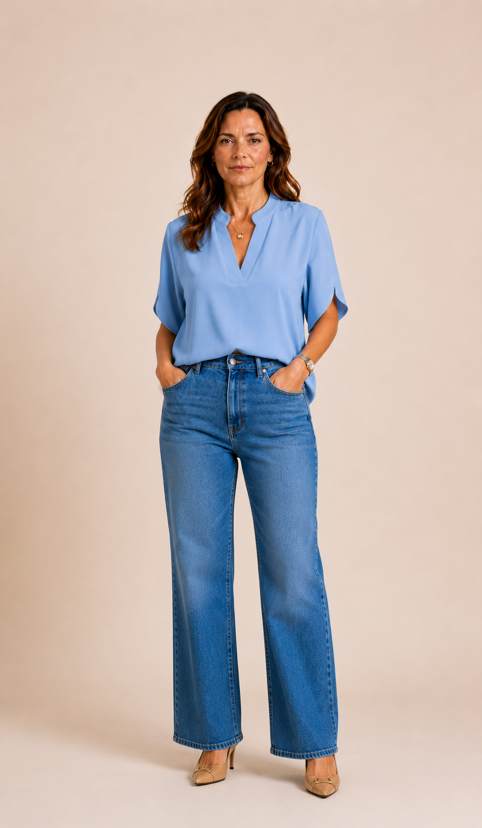 Damesblouse met V-hals