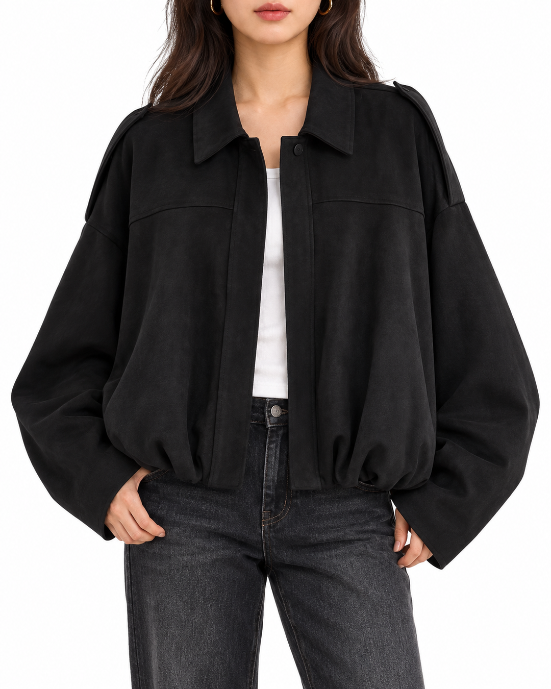 Oversized suède look jas