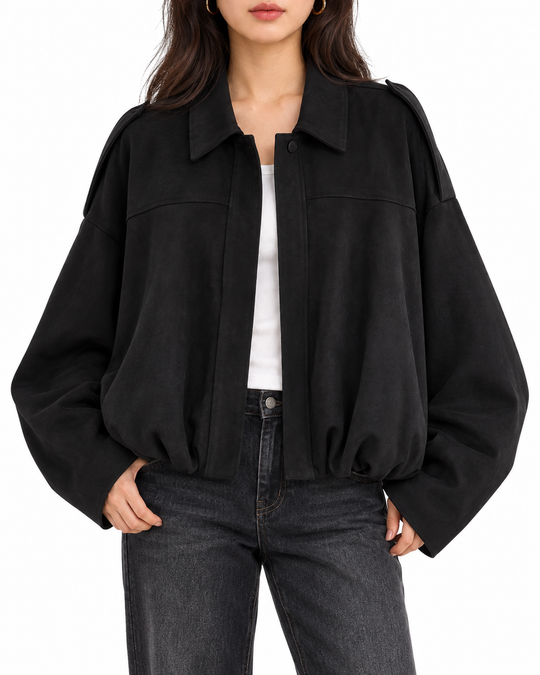 Oversized suède look jas