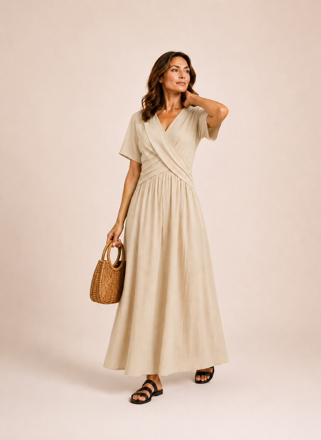 Boho strand jurk met V-hals