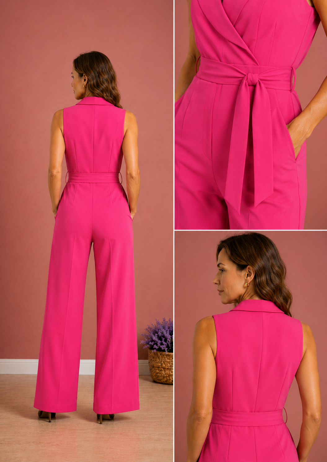Klassieke jumpsuit met sjaalkraag