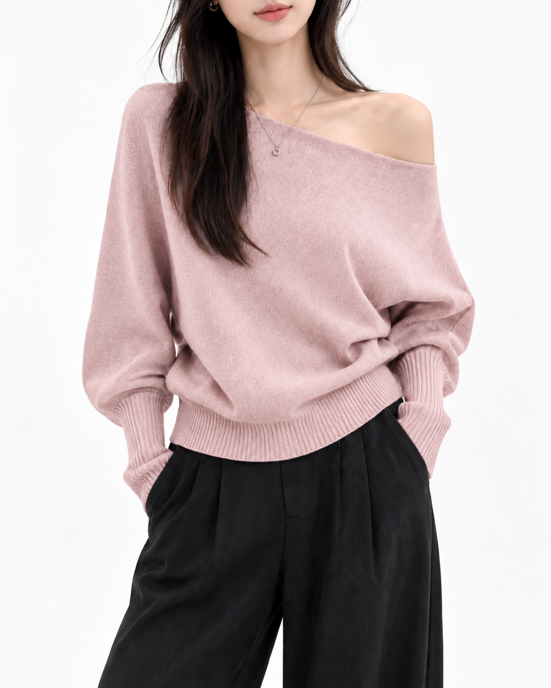 Off-shoulder Trui met Batwing-mouwen