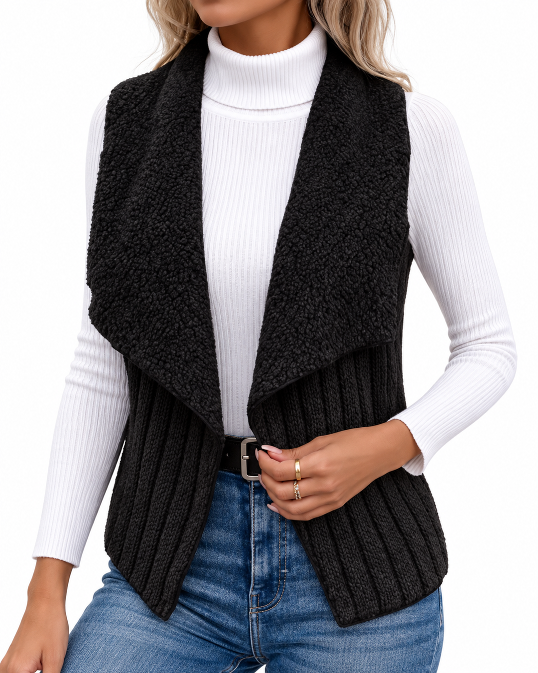 Teddy gilet met sjaalkraag